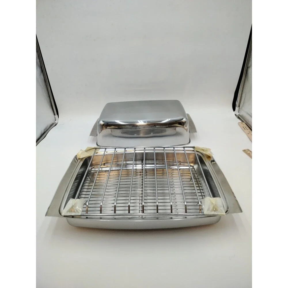 Farberware Korea Stainless Steel Roaster Pan Chafing Pan with Lid & 2 Racks 15